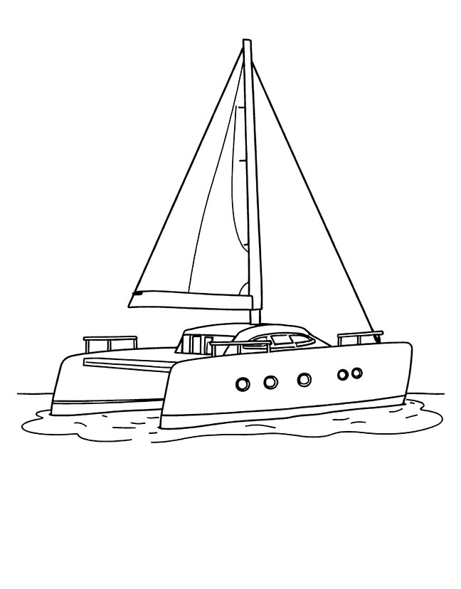 Catamaran boat coloring page